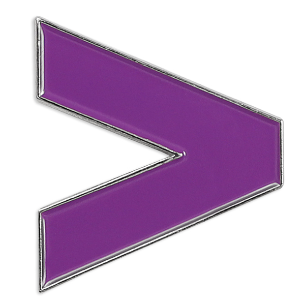Purple Greater Than Pin - Magnetic Attachment